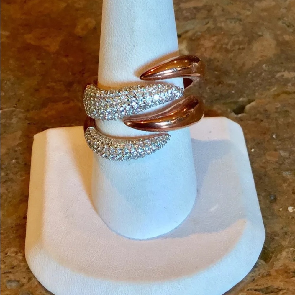 Bronzo Italia Pave Crystal Interlocking Ring Italy